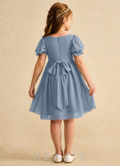 Azazie Jolie Dusty Blue A-Line with Sleeves Chiffon Dress dusty_blue