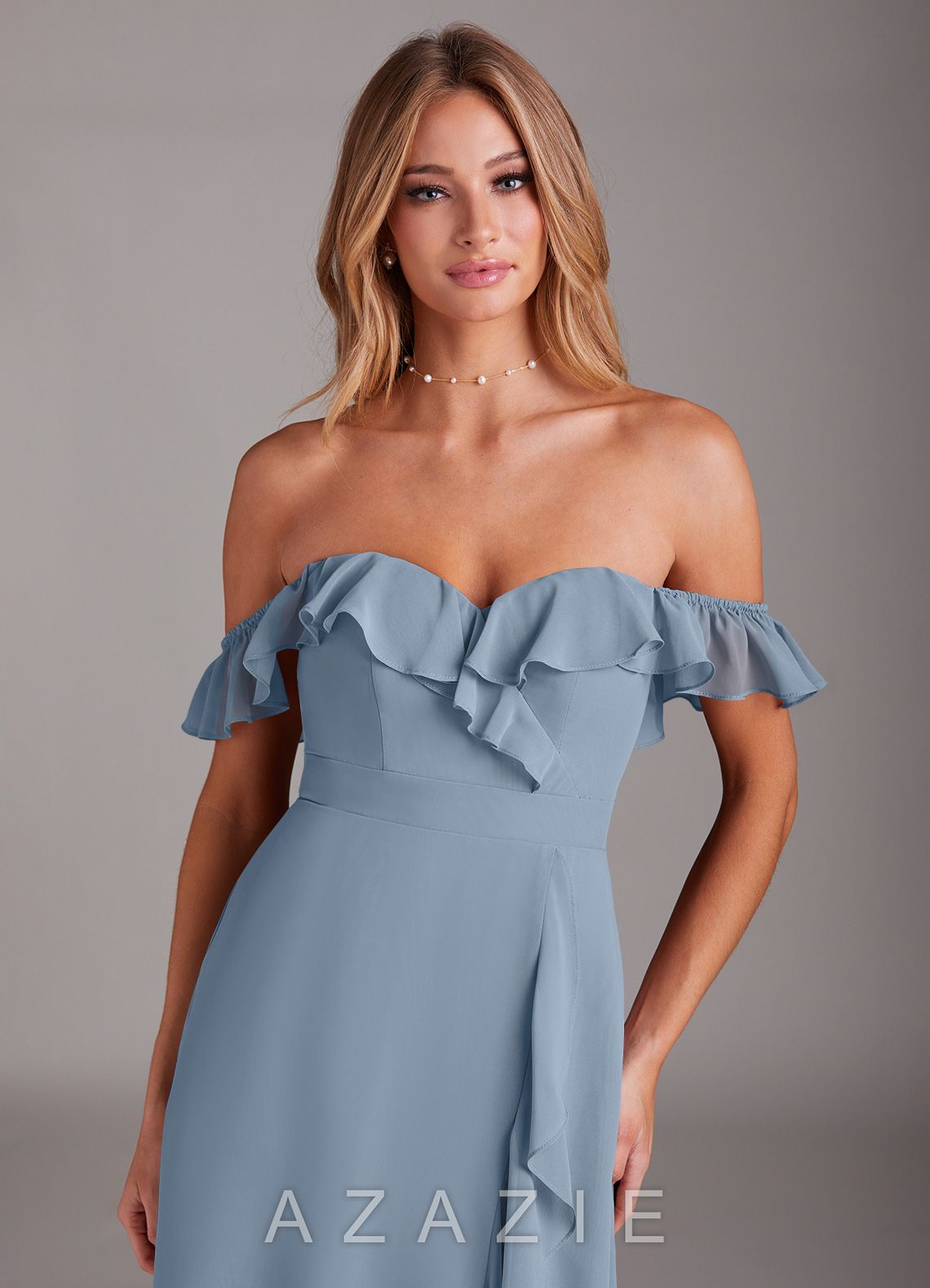 Azazie Lyra Dusty Blue A-Line Chiffon Convertible Dress dusty_blue
