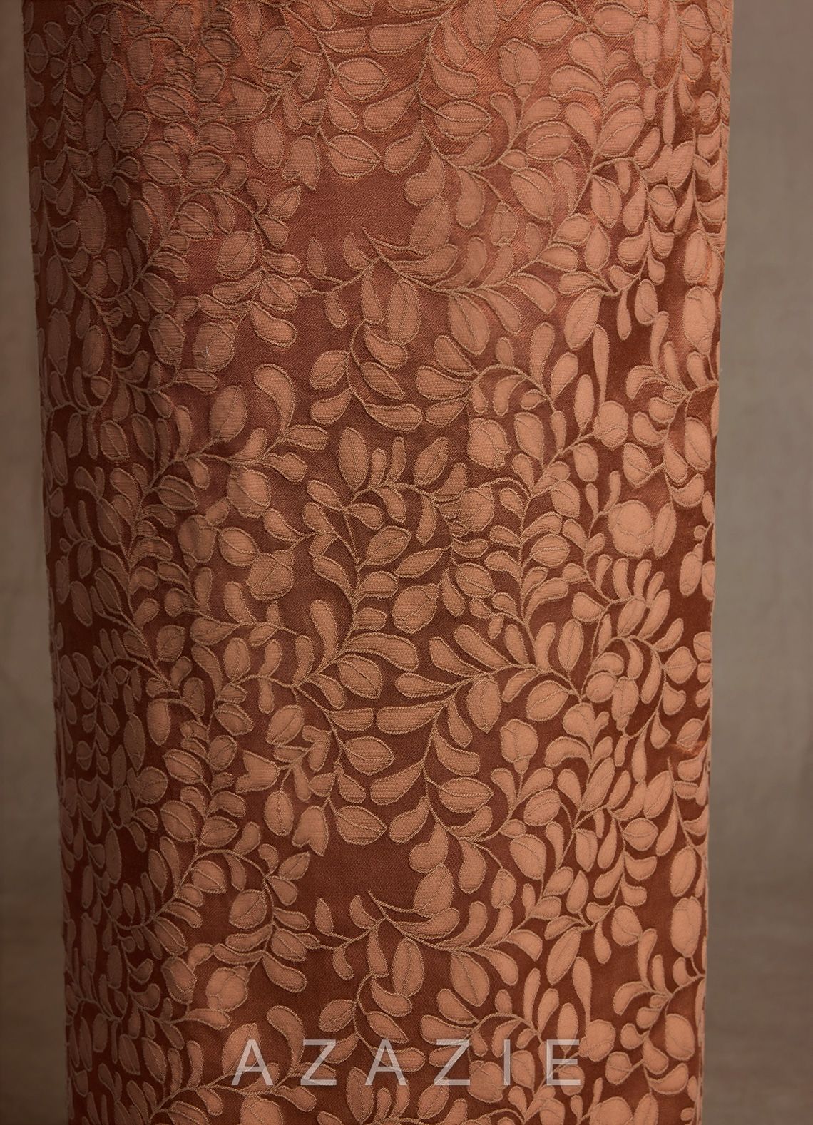 Azazie Atkins Caramel Cocoa Column Off the Shoulder Floral Jacquard Dress caramel_cocoa