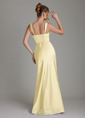 Azazie Agustina Lemon Sorbet Mermaid Corset Stretch Satin Dress