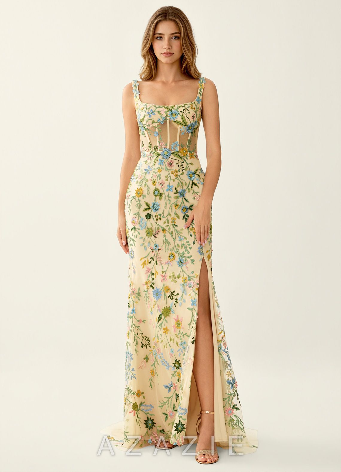 Posey Lemon Sorbet Lace Mermaid Prom Dress