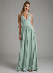 Azazie Alicia Agave A-Line Pleated Chiffon Dress