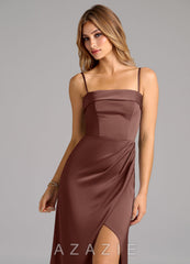 Azazie Aretha Espresso A-Line Strapless Stretch Satin Convertible Dress espresso