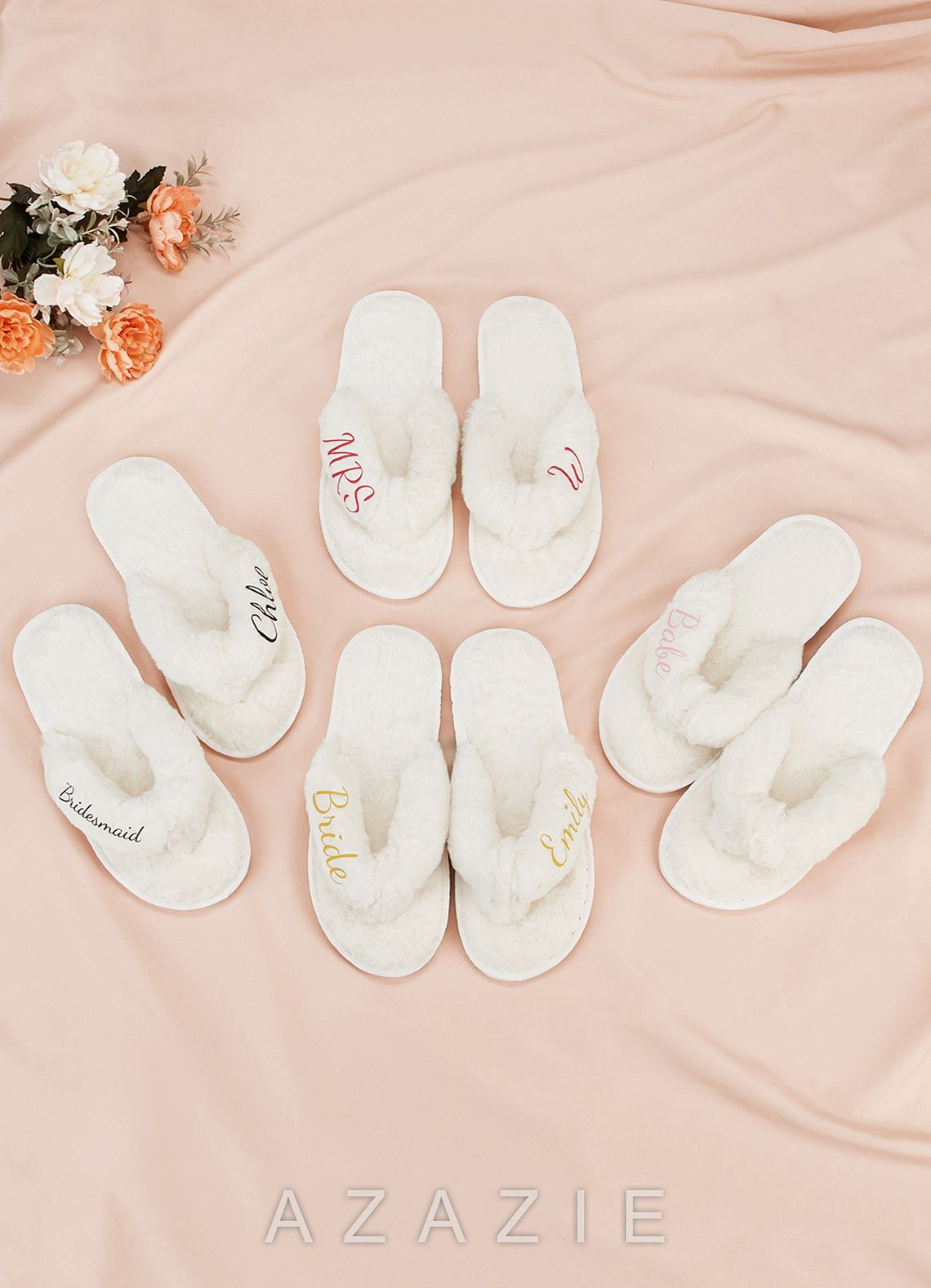 Personalized Bride Bridesmaid Fluffy Slippers