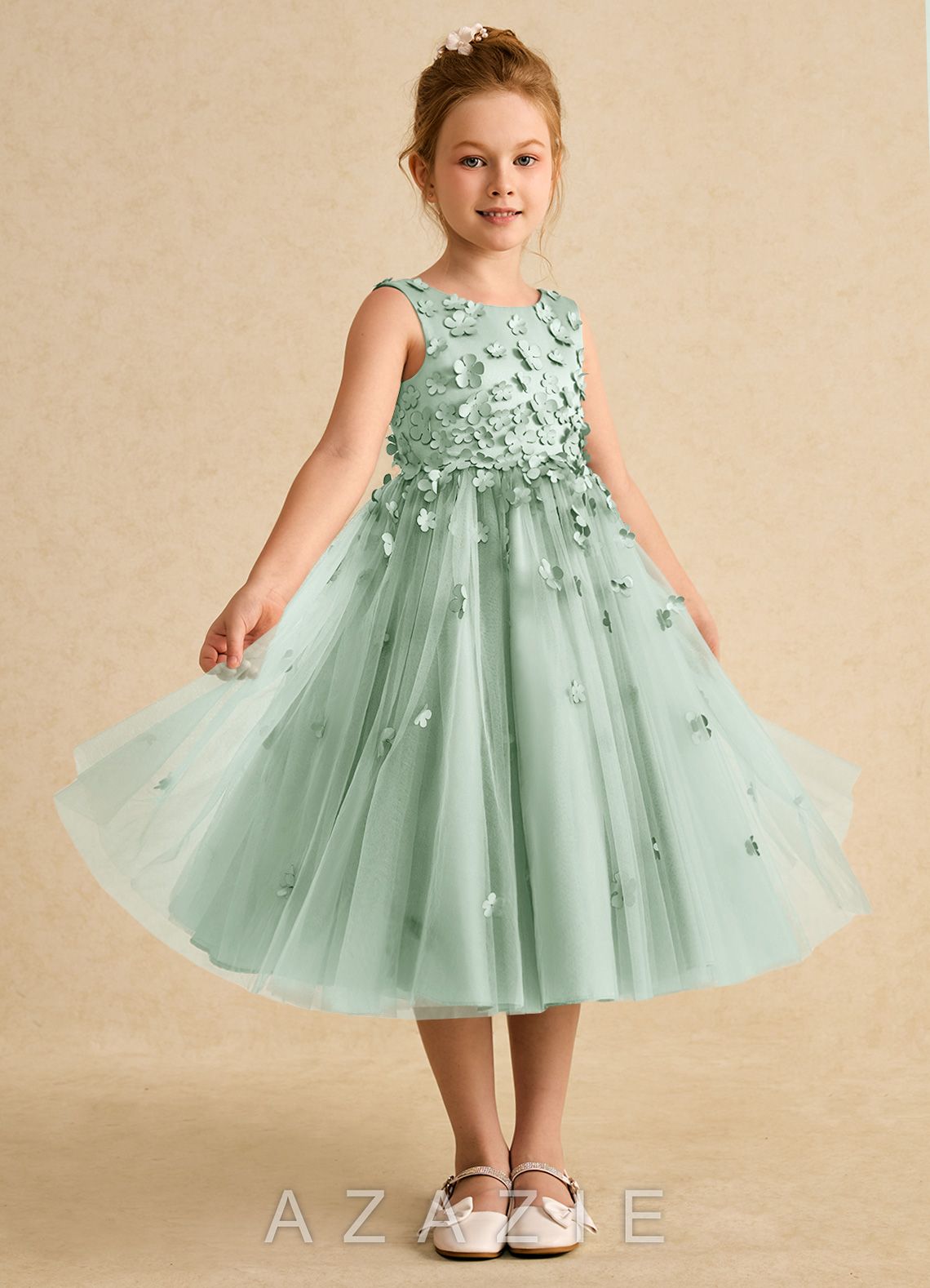 Azazie Lana Agave A-Line Sleeveless Matte Satin Dress agave