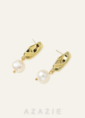 Baroque Pearl Drop Earrings  gold