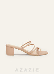 Nude Strap Low Heel Sandals