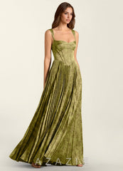 Simone Moss Brown Lace Corset A-line Dress