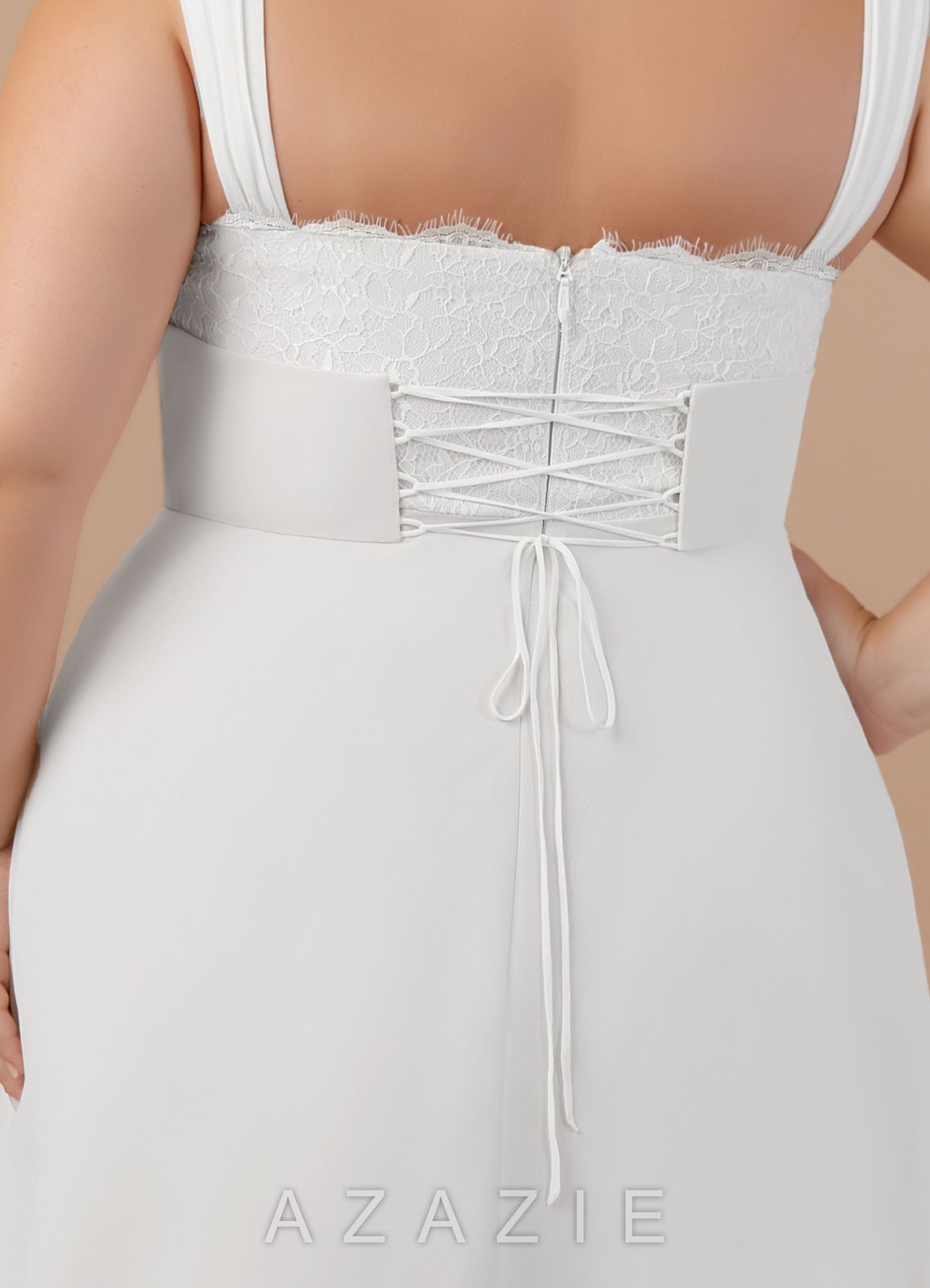 Azazie Scarlette Diamond White A-Line Sweetheart lace Chiffon Dress diamond_white