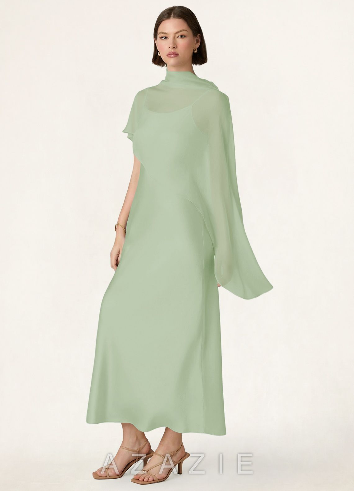 Azazie Matching Color Chiffon Bias Cut Cape