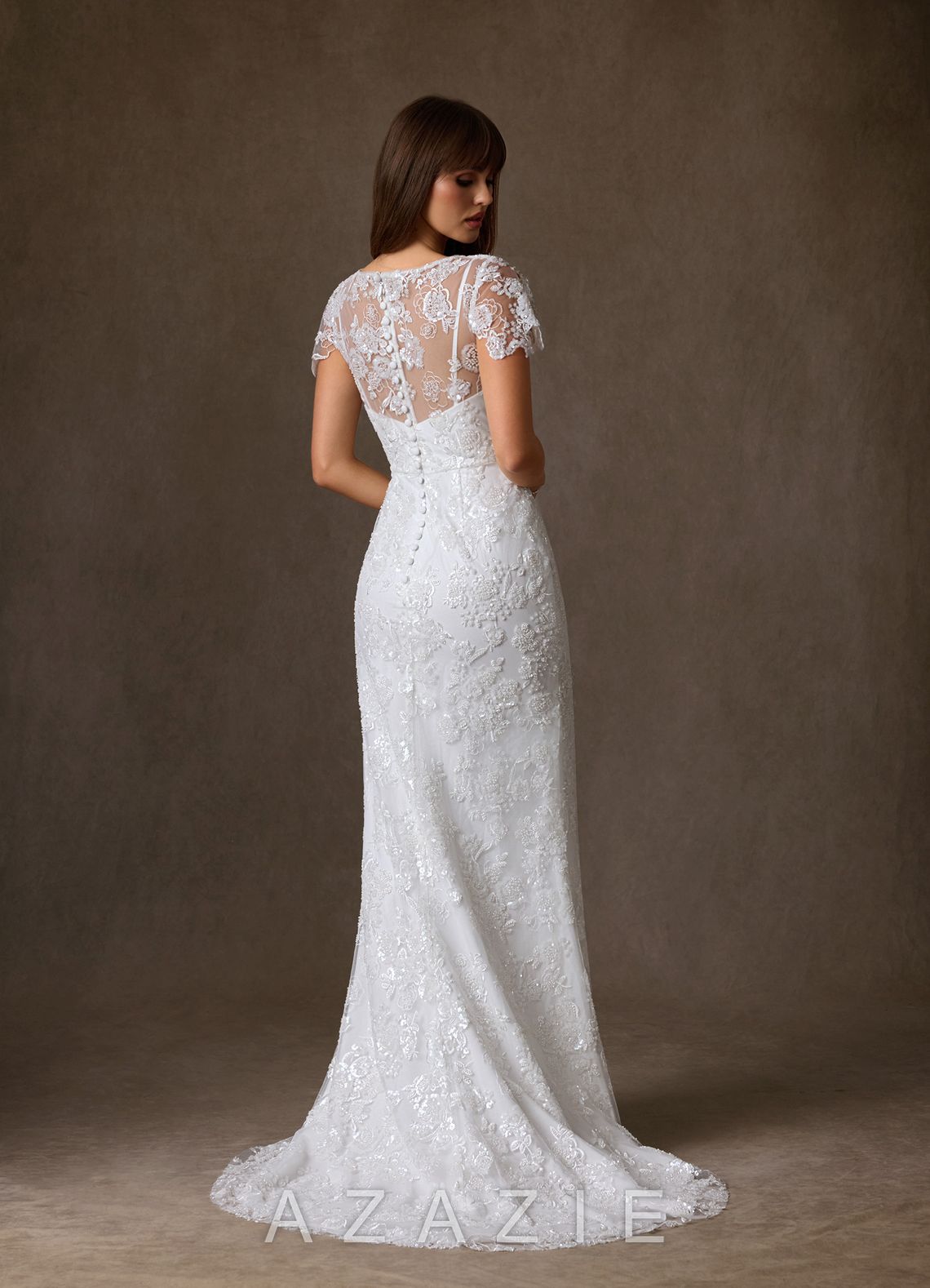 Azazie Tiana Diamond White Sheath Lace Dress