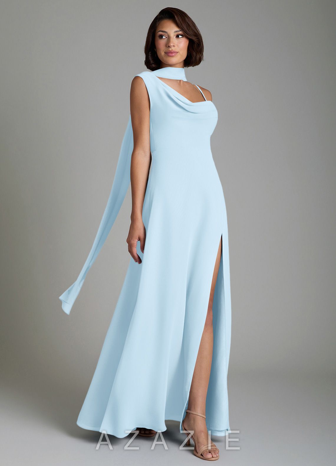 Azazie True Sky Blue A-Line Pleated Chiffon Dress sky_blue