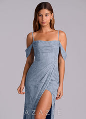Azazie Johana Dusty Blue Mermaid Off the Shoulder Floral Burnout Convertible Dress dusty_blue