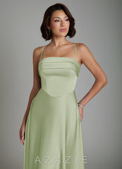 Azazie Odele Dusty Sage A-Line Strapless Stretch Satin Dress dusty_sage