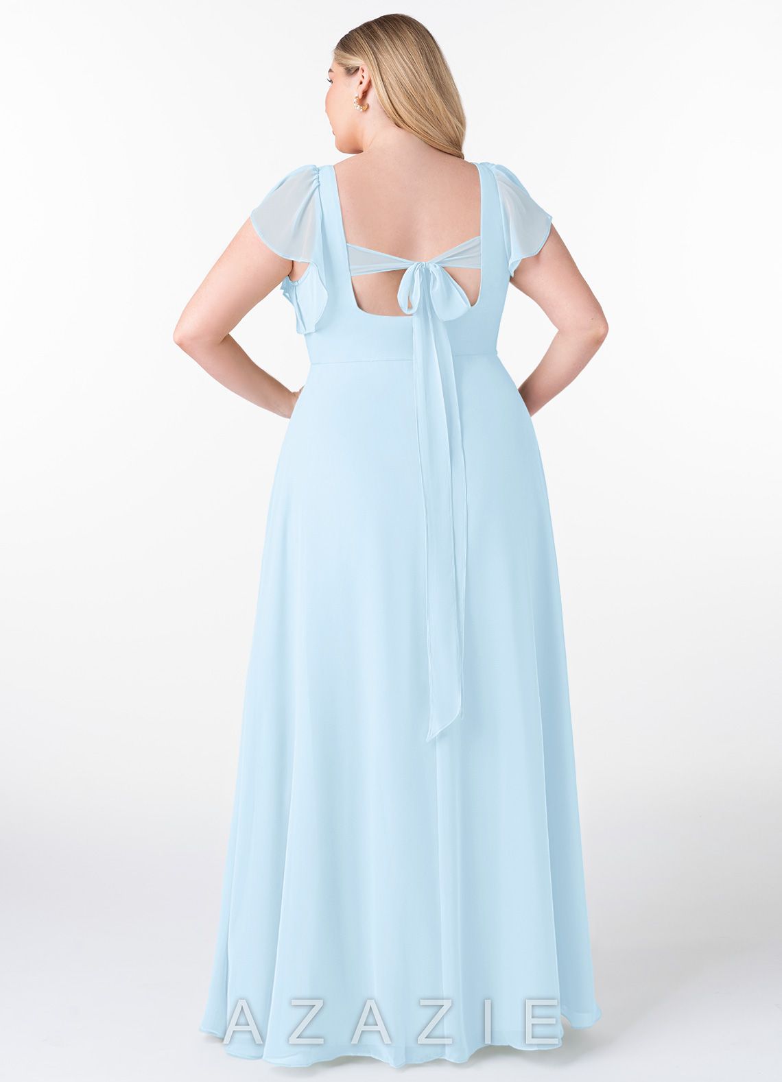 Azazie Syenna Sky Blue A-Line Ruched Chiffon Dress sky_blue