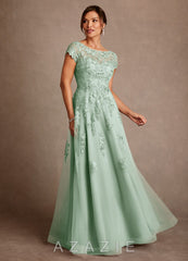Azazie Jalinda Agave A-Line Lace Chiffon Dress