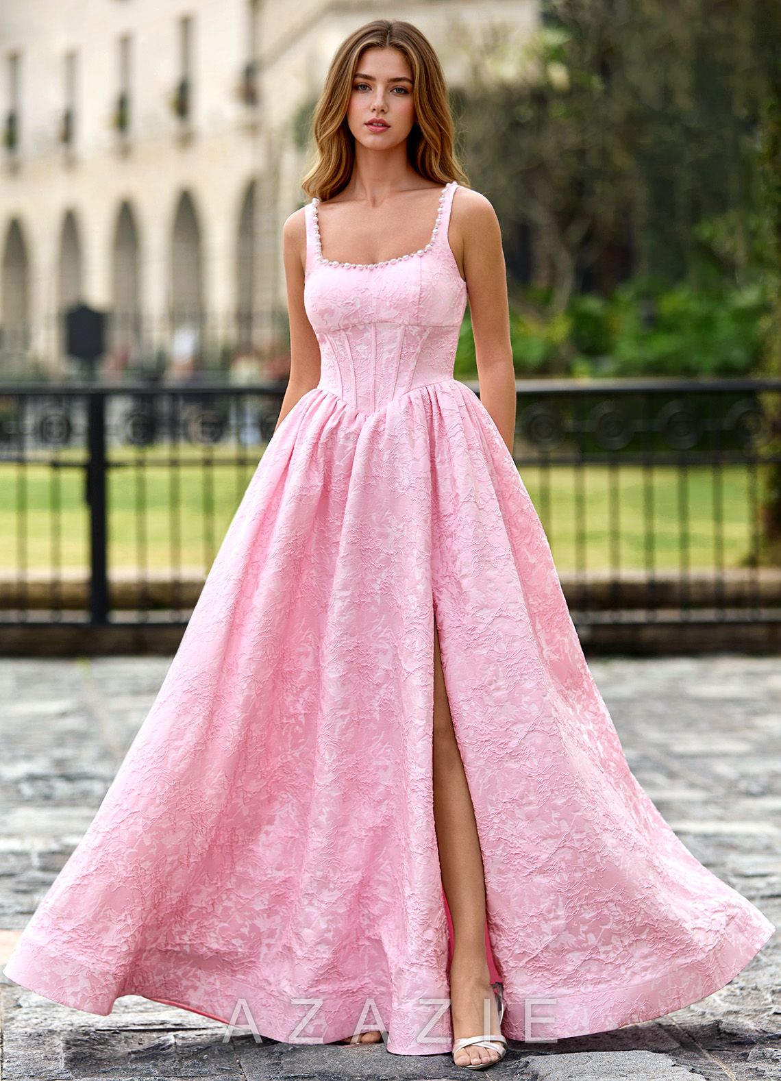 Thyme Pink A-line 3D Flowers Prom Dress  sp_pink_#p134899
