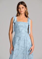 Azazie Debra Sky Blue A-Line with Pockets Floral Burnout Dress sky_blue