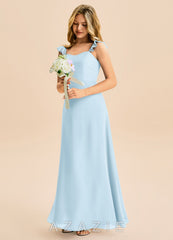 Azazie Mavie Junior Sky Blue A-Line Sweetheart Neckline Chiffon Dress