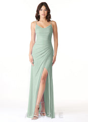 Azazie Deandra Agave Mermaid Pleated Mesh Dress