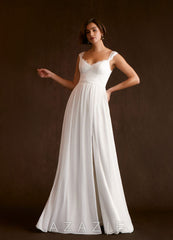 Azazie Aubriella Wedding Dress Diamond White A-Line Lace Chiffon Dress