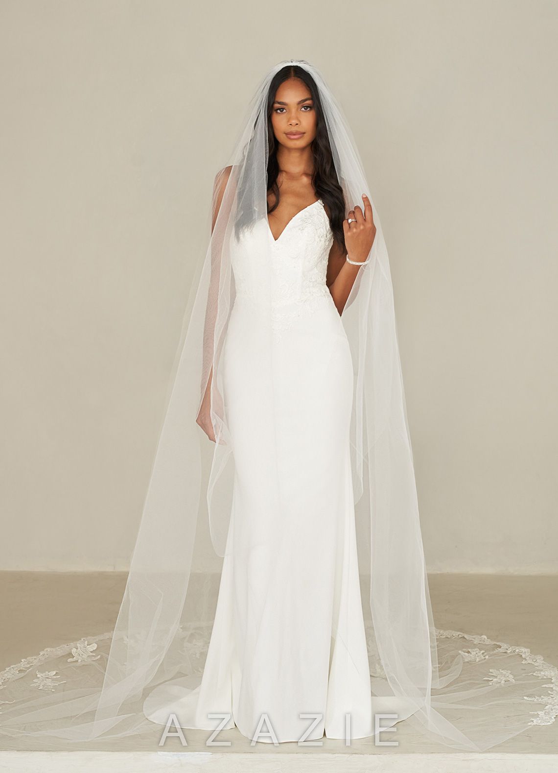 The Charity Cathedral Veil with Glimmering Lace  ivory