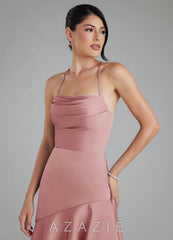Azazie Jaslene Dusty Rose A-Line Corset Stretch Satin Dress dusty_rose