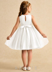 Azazie Prima Ivory A-Line Bow Tulle Dress ivory