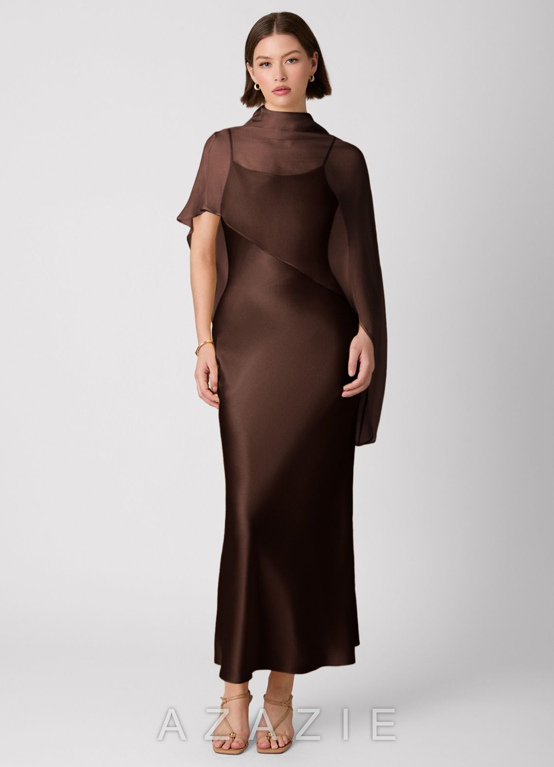Crystle {color} 100% Washable Silk Maxi Dress  espresso