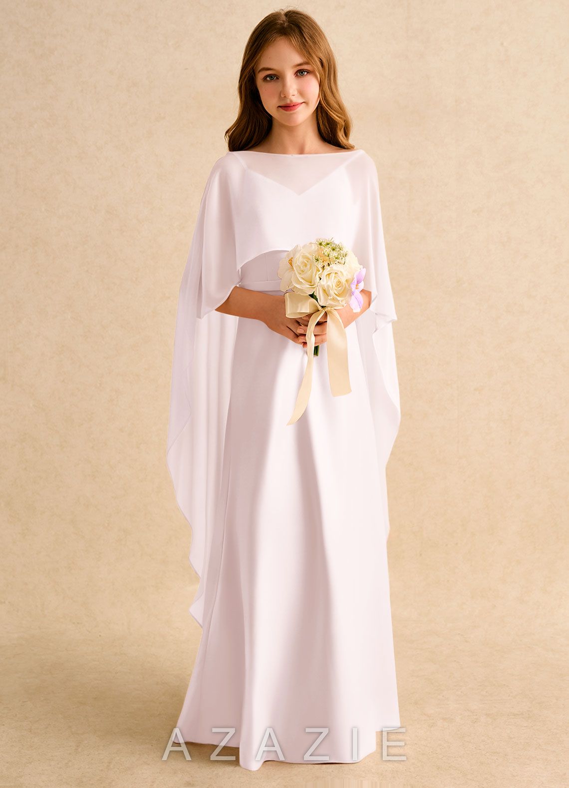 Azazie Fishie Girls Formal Blushing Pink A-Line Matte Satin Dress blushing_pink