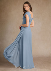 Azazie Bronson Dusty Blue A-Line Pleated Chiffon Dress dusty_blue