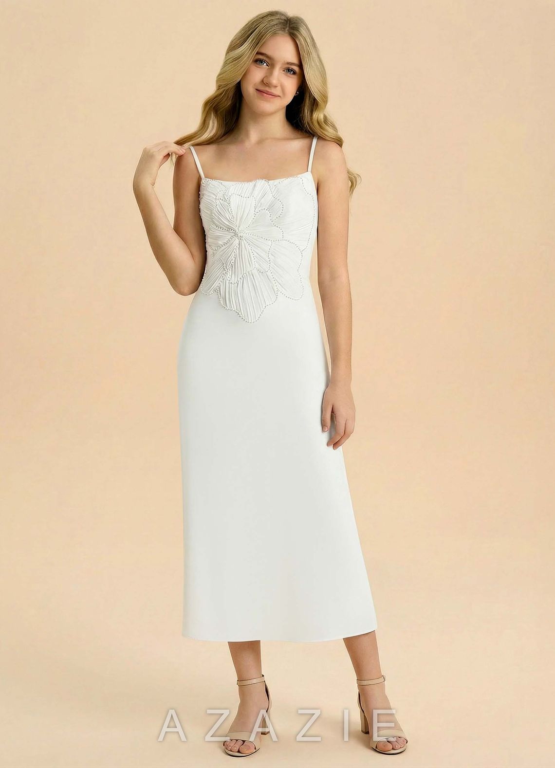 Azazie Leina Junior Formal Dress  white_#wt134112