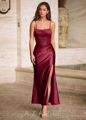 Viviannella Burgundy Sequin Embroidery Stretch Satin Wedding Guest