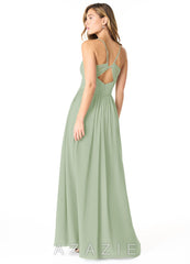 Azazie Cora Dusty Sage A-Line Pleated Chiffon Dress dusty_sage
