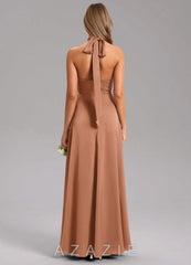 Azazie Tracie Bronzer A-Line Side Slit Stretch Satin Dress bronzer