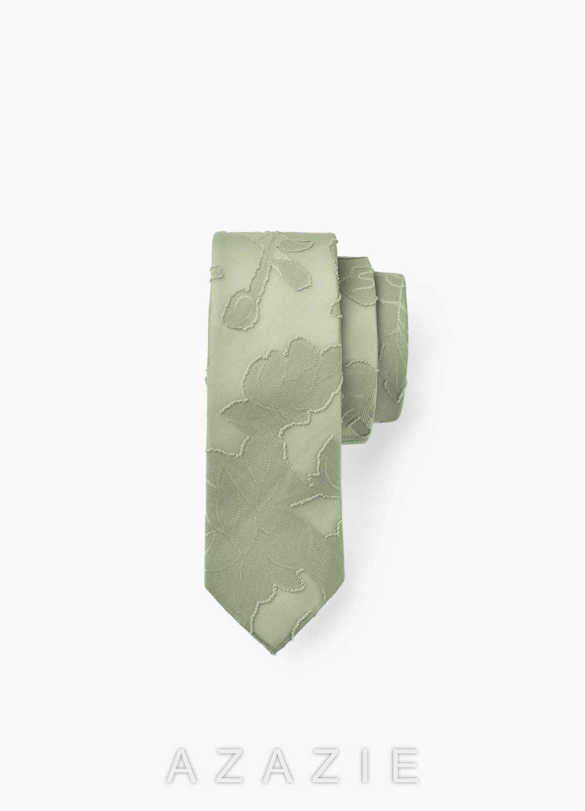 Floral Burnout Wedding Skinny Tie  agave