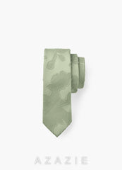 Floral Burnout Wedding Skinny Tie  agave