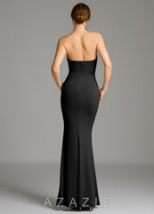 Azazie Shaniya Black Mermaid Strapless Premium Stretch Jersey Dress black