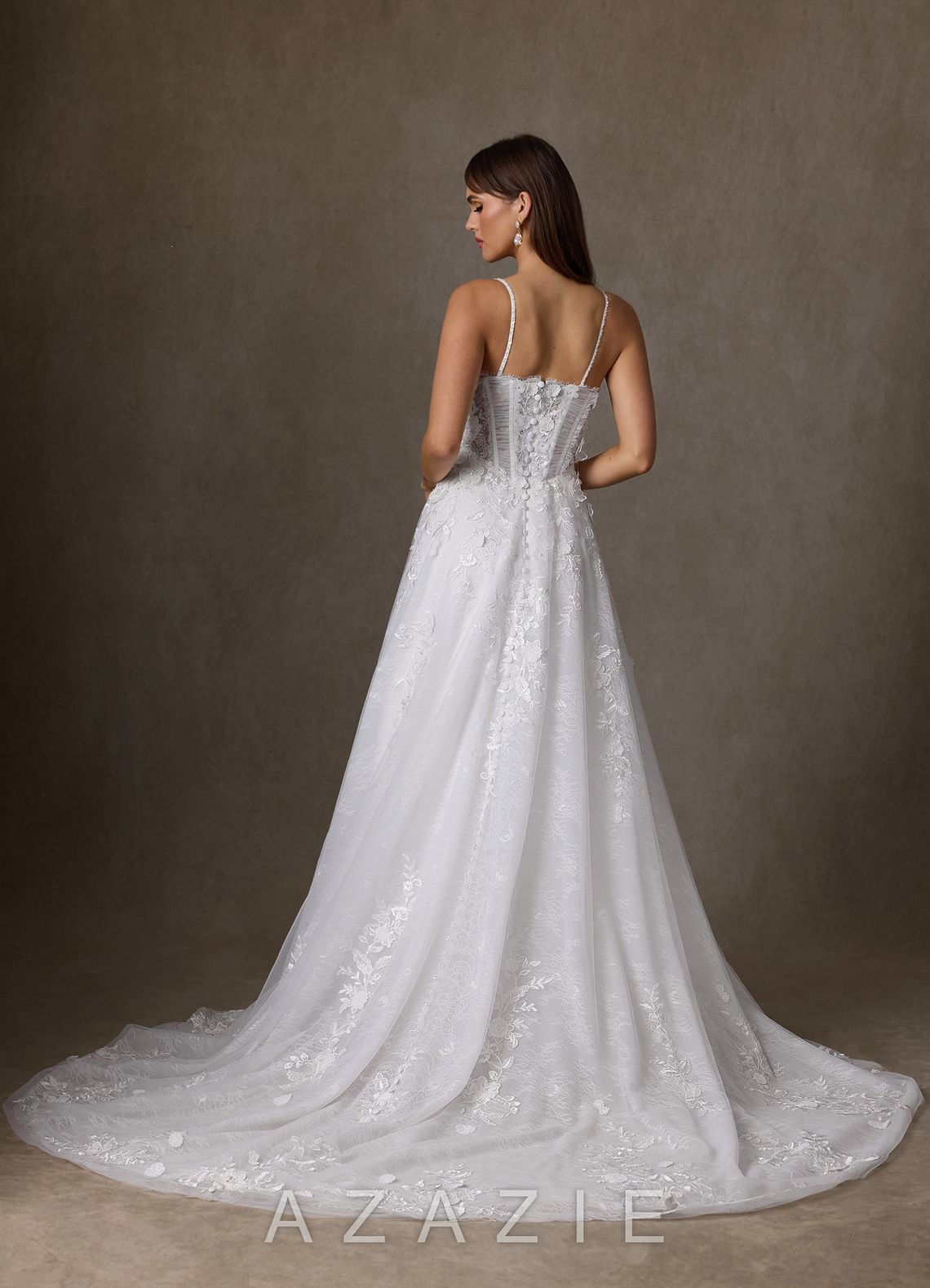 Azazie Ramina Diamond White A-Line Sweetheart Neckline Lace Dress