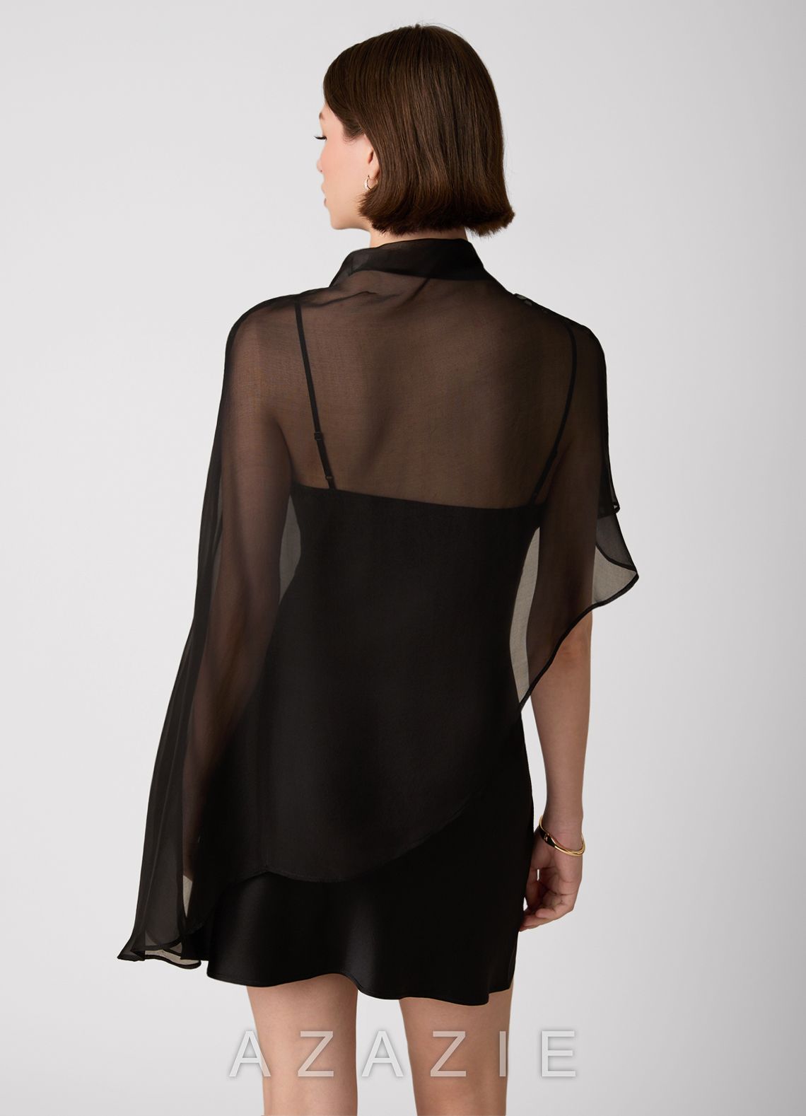 Crystle {color} 100% Washable Silk Mini Dress  black