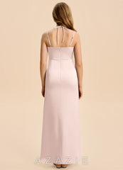 Azazie Nova Junior Blushing Pink Sheath Pleated Stretch Satin Dress blushing_pink