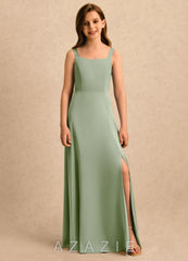 Azazie June Girls Formal Dusty Sage A-Line Lace Stretch Satin Dress dusty_sage