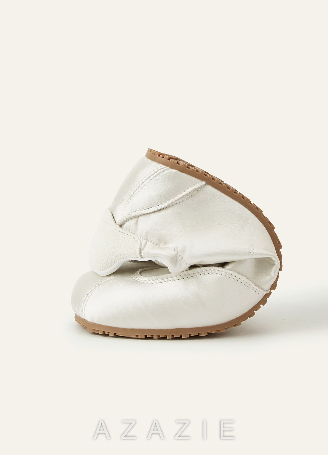 Ballet-Inspired Satin Wedding Sneakers Round Toe Comfortable Wedding Shoes  ivory