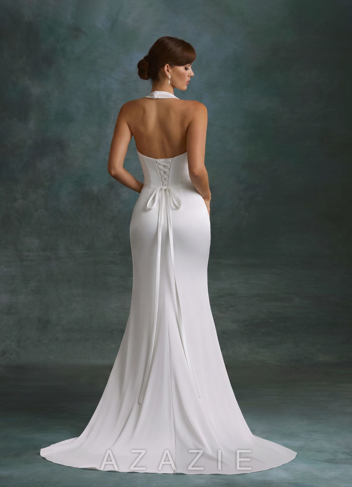 Azazie Melinda Diamond White Sheath Stretch Satin Dress diamond_white