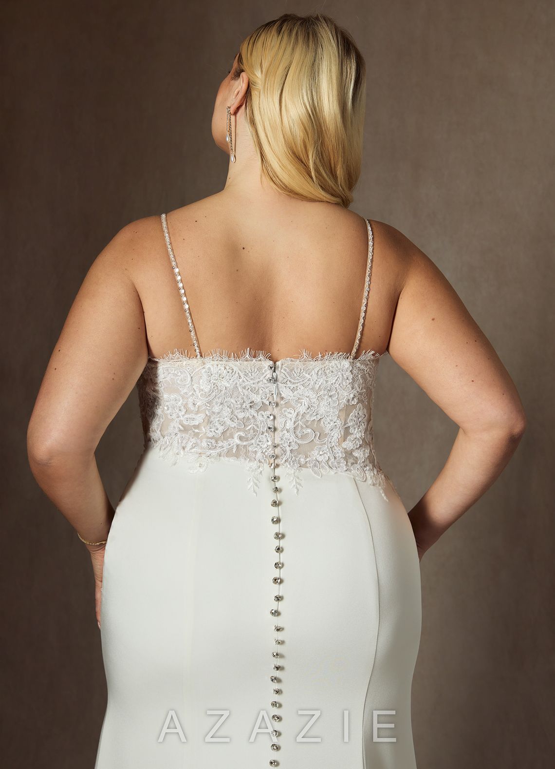 Azazie Nyx Wedding Dress Diamond White Mermaid V-Neck Sequins Stretch Satin Dress diamond_white