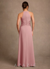Azazie Georgie Dusty Rose A-Line Lace Chiffon Dress dusty_rose