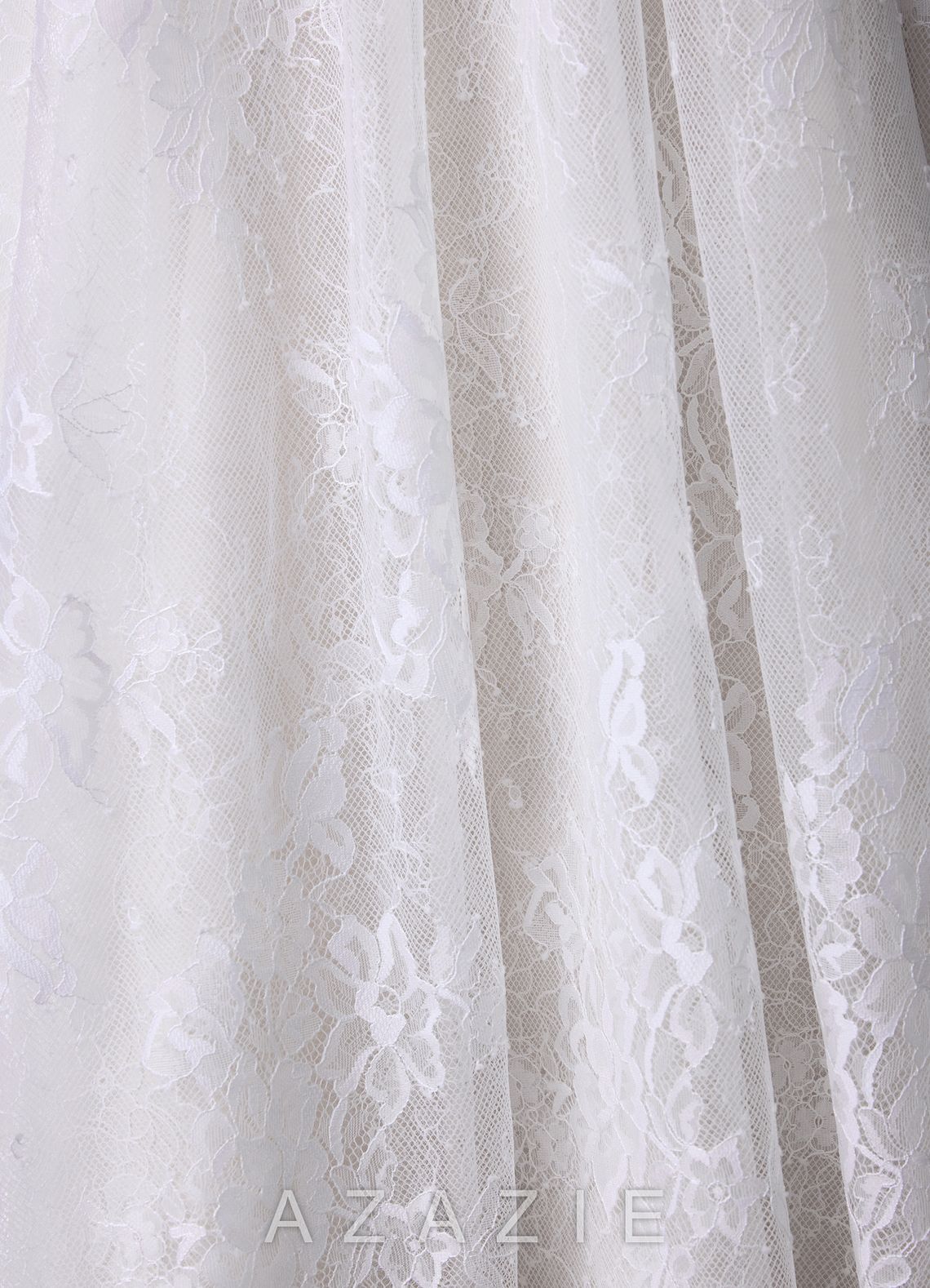 Azazie Vanessa Diamond White Ball-Gown Strapless Lace Dress diamond_white