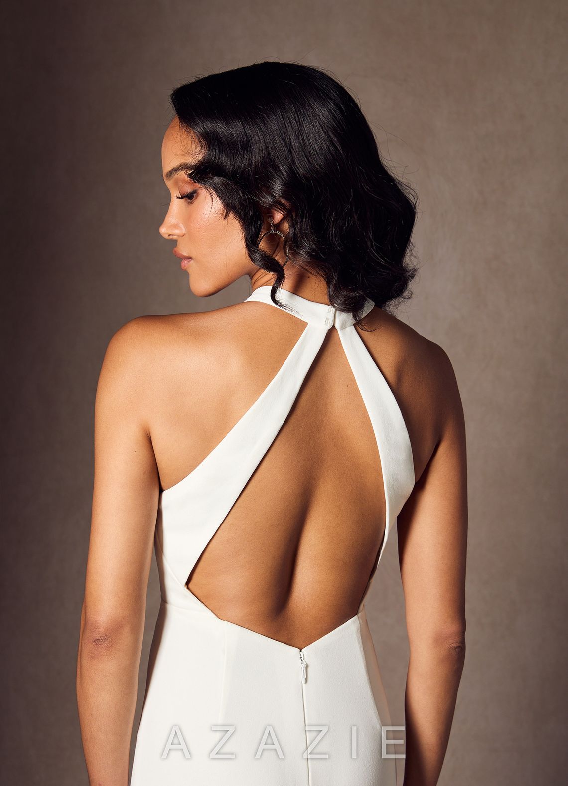 Azazie Aerith Wedding Dress Diamond White Sheath Bow Stretch Crepe Dress diamond_white