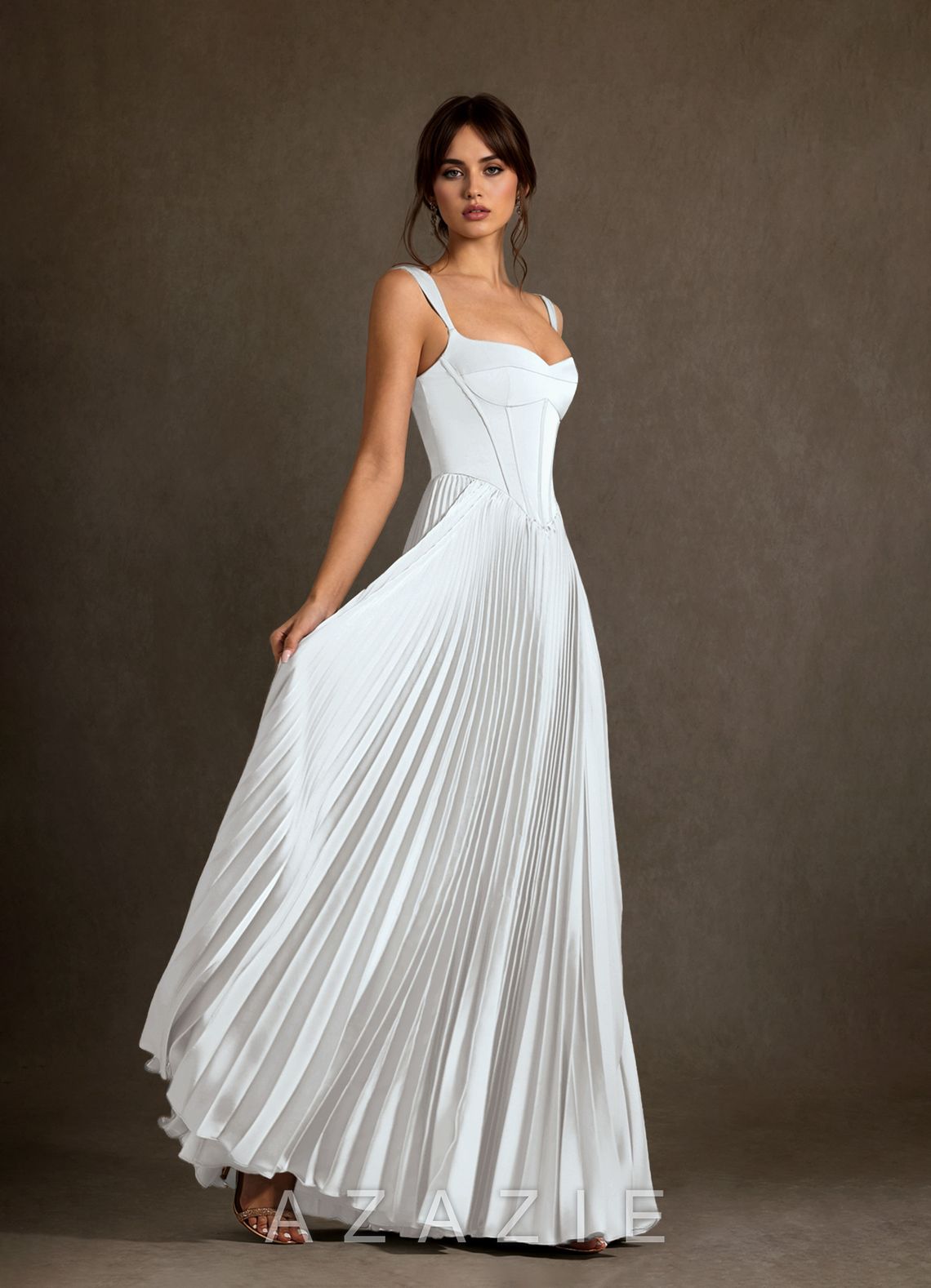 Azazie Dean Diamond White Sheath Sweetheart Neckline Stretch Satin Dress diamond_white