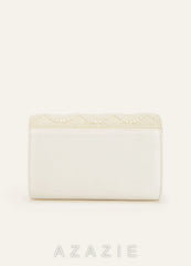 Scalloped Pearl Embellished Envelope Clutch